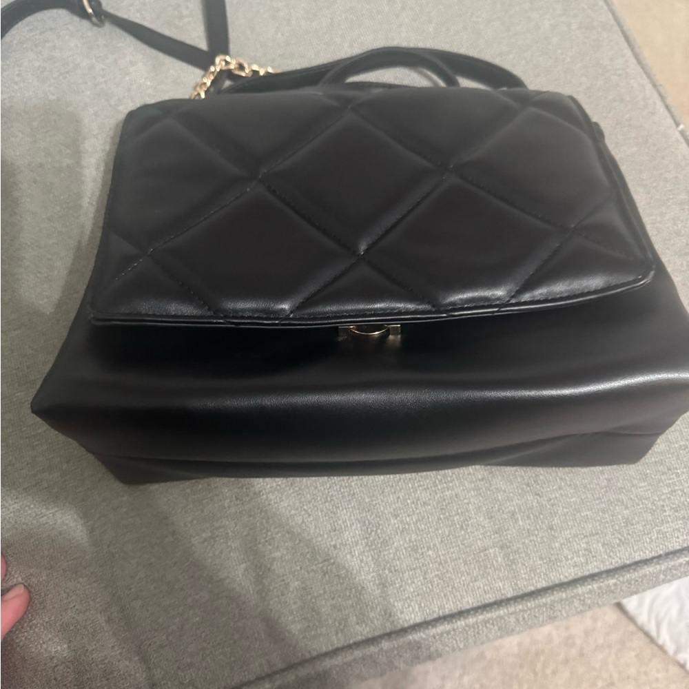 a new day Black Quilted Shoulder Bag